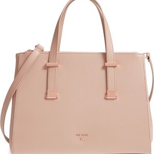 Ted Baker London Juliea Laptop Bag, Neutral Leather Bag, Rosegold Hardware
